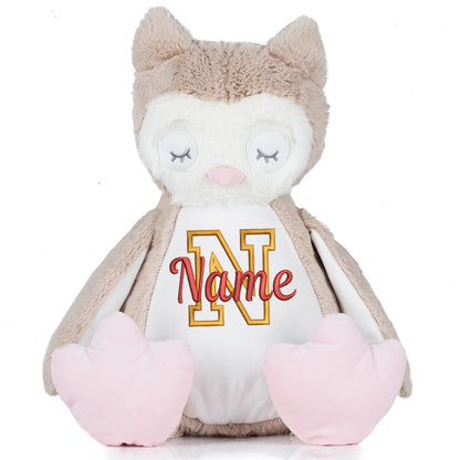 Stofftier mit Name Bestickt Kuscheltier Eule personalisiert Buchstabe
