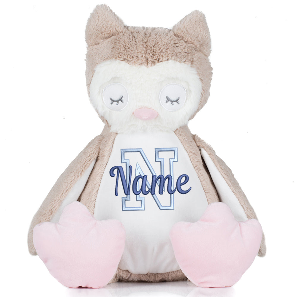 Stofftier mit Name Bestickt Kuscheltier Eule personalisiert Buchstabe