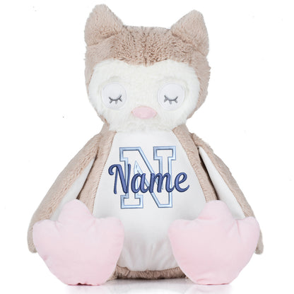 Stofftier mit Name Bestickt Kuscheltier Eule personalisiert Buchstabe