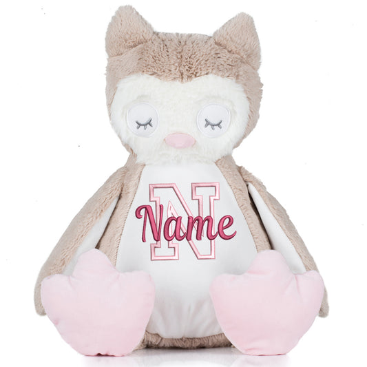 Stofftier mit Name Bestickt Kuscheltier Eule personalisiert Buchstabe