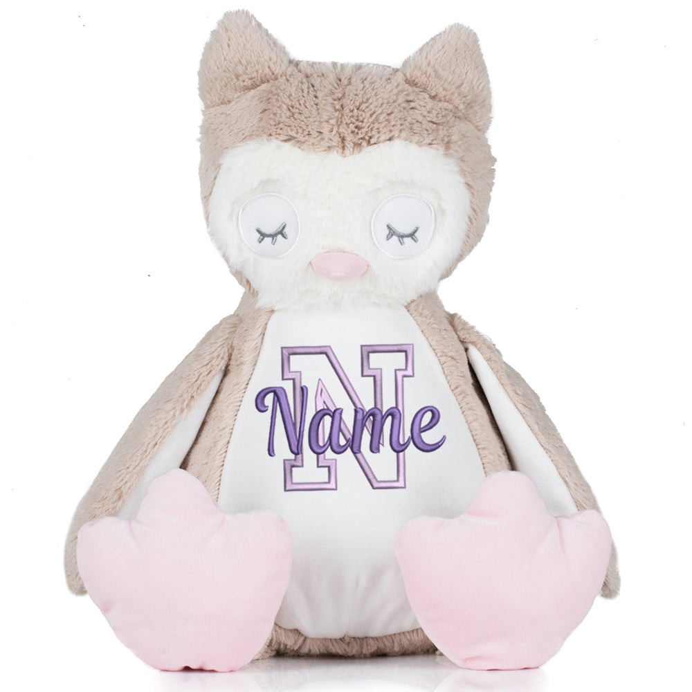Stofftier mit Name Bestickt Kuscheltier Eule personalisiert Buchstabe