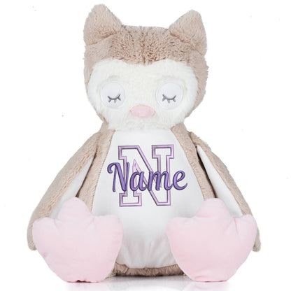 Stofftier mit Name Bestickt Kuscheltier Eule personalisiert Buchstabe