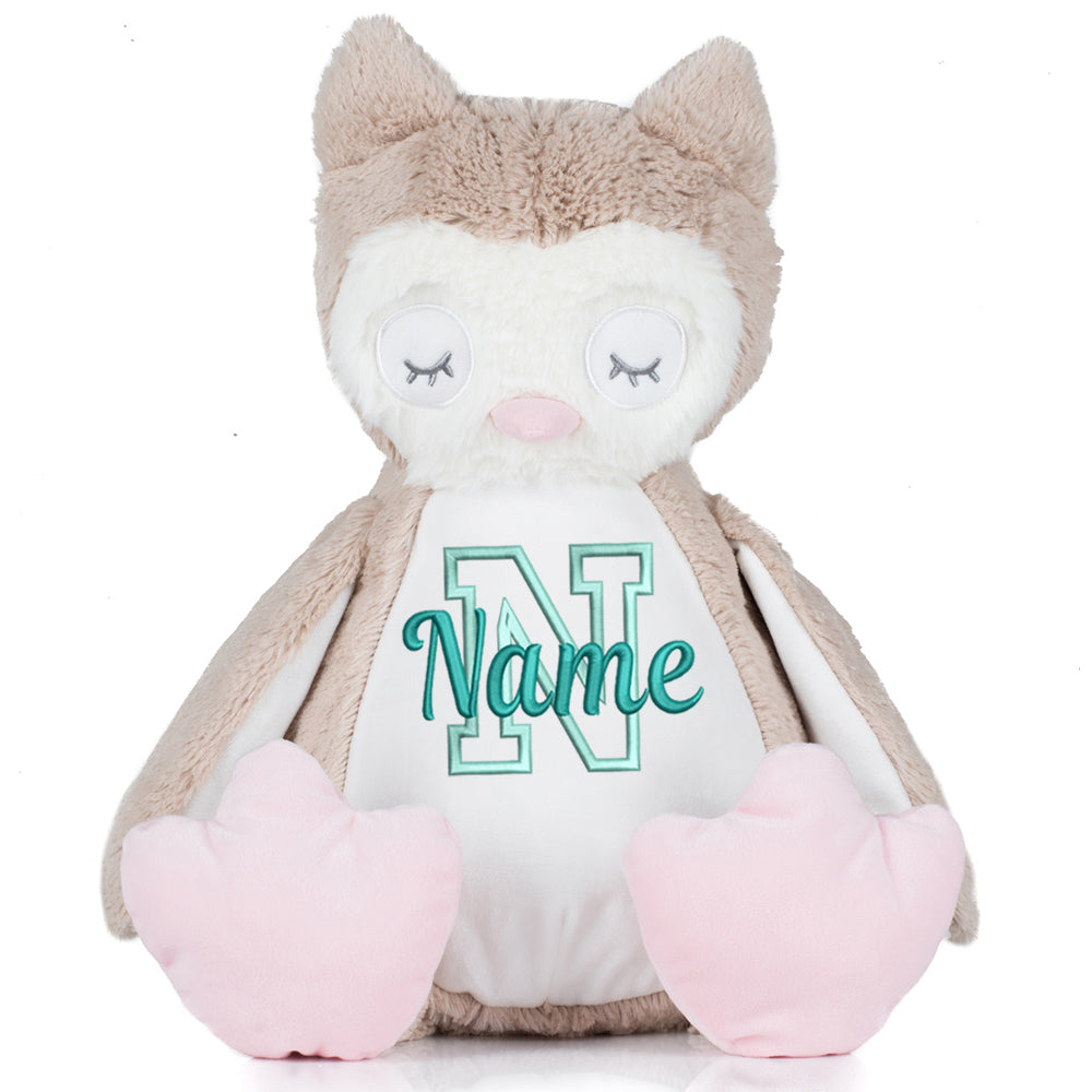 Stofftier mit Name Bestickt Kuscheltier Eule personalisiert Buchstabe