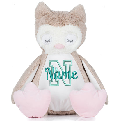 Stofftier mit Name Bestickt Kuscheltier Eule personalisiert Buchstabe