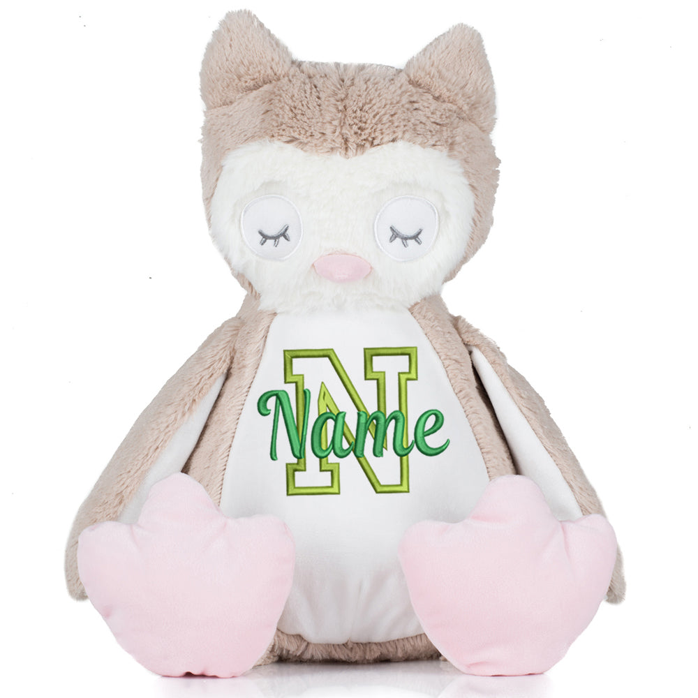 Stofftier mit Name Bestickt Kuscheltier Eule personalisiert Buchstabe