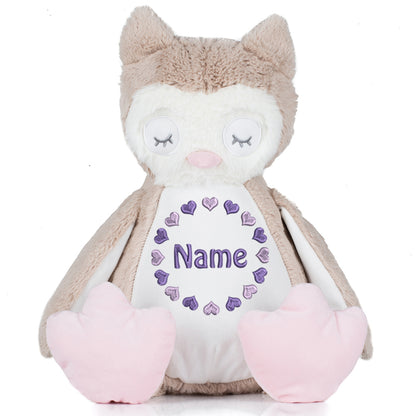 Stofftier mit Name Bestickt Kuscheltier Eule personalisiert Herzkreis
