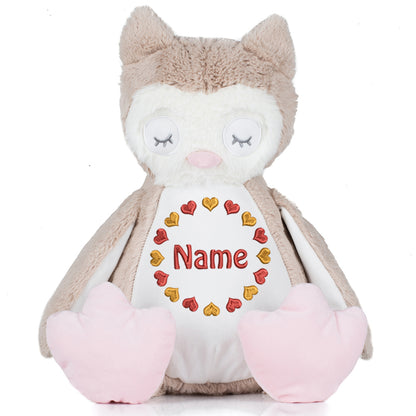 Stofftier mit Name Bestickt Kuscheltier Eule personalisiert Herzkreis
