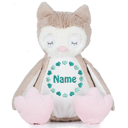 Stofftier mit Name Bestickt Kuscheltier Eule personalisiert Herzkreis