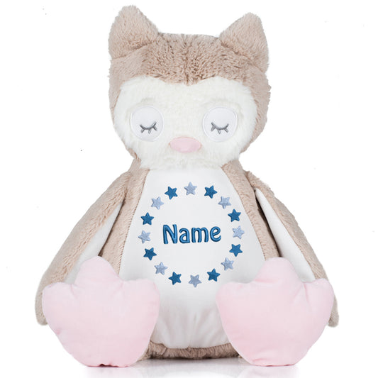 Stofftier mit Name Bestickt Kuscheltier Eule personalisiert Sternkreis