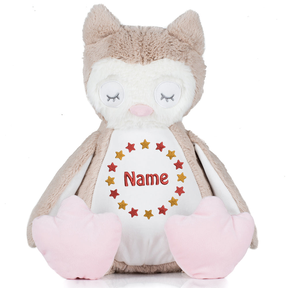 Stofftier mit Name Bestickt Kuscheltier Eule personalisiert Sternkreis
