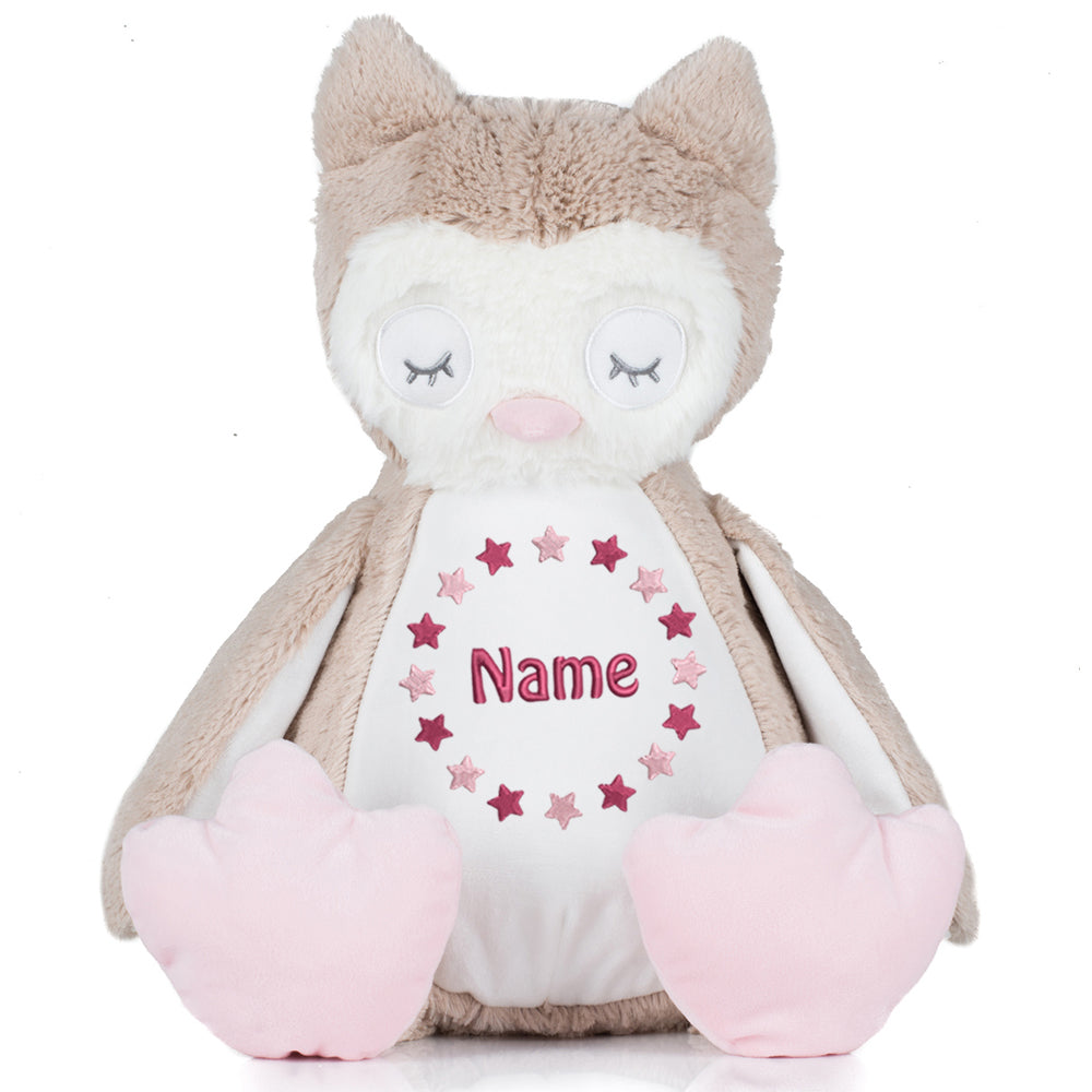 Stofftier mit Name Bestickt Kuscheltier Eule personalisiert Sternkreis