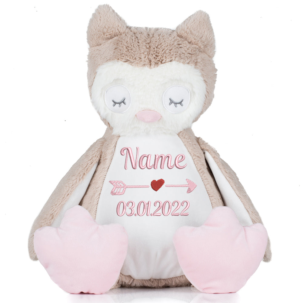 Stofftier mit Name Bestickt Kuscheltier Eule personalisiert Name und Datum