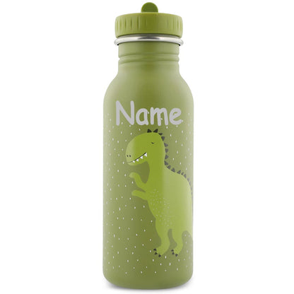 Edelstahl Trinkflasche für Kinder mit Namen graviert von Trixie ultraleicht auslaufsicher Trinkschnabel für Kinder ab 3 Jahren Dinosaurier