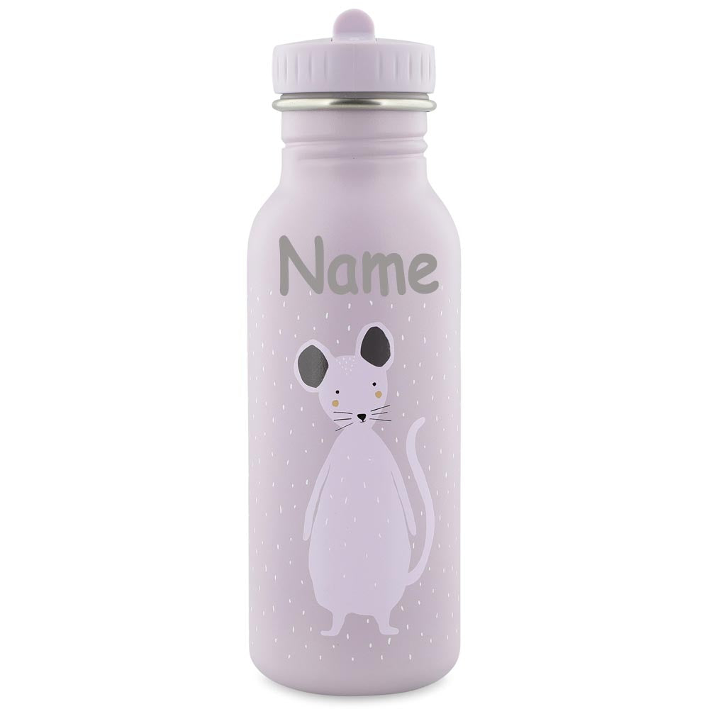 Edelstahl Trinkflasche für Kinder mit Namen graviert von Trixie ultraleicht auslaufsicher Trinkschnabel für Kinder ab 3 Jahren Maus