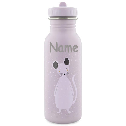 Edelstahl Trinkflasche für Kinder mit Namen graviert von Trixie ultraleicht auslaufsicher Trinkschnabel für Kinder ab 3 Jahren Maus