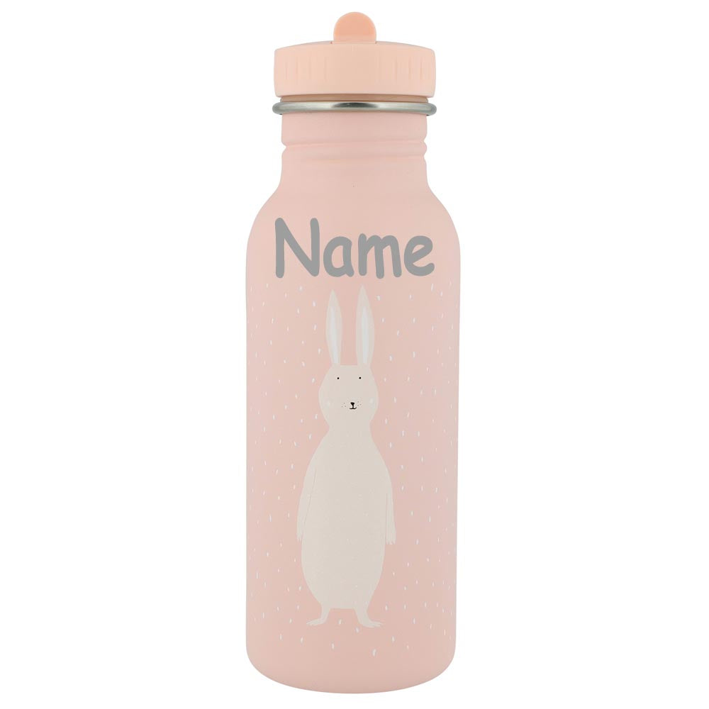 Edelstahl Trinkflasche für Kinder mit Namen graviert von Trixie ultraleicht auslaufsicher Trinkschnabel für Kinder ab 3 Jahren Hase