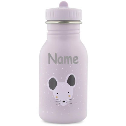 Edelstahl Trinkflasche für Kinder mit Namen graviert von Trixie ultraleicht auslaufsicher Trinkschnabel für Kinder ab 3 Jahren Maus