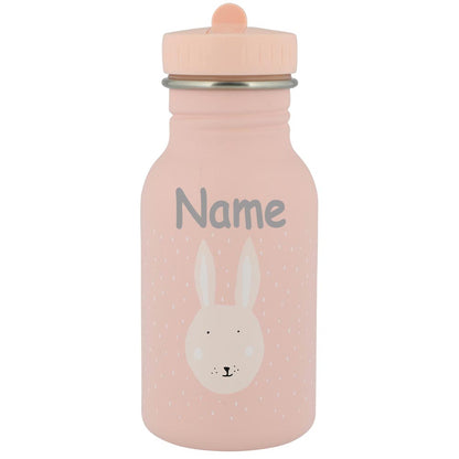 Edelstahl Trinkflasche für Kinder mit Namen graviert von Trixie ultraleicht auslaufsicher Trinkschnabel für Kinder ab 3 Jahren Hase