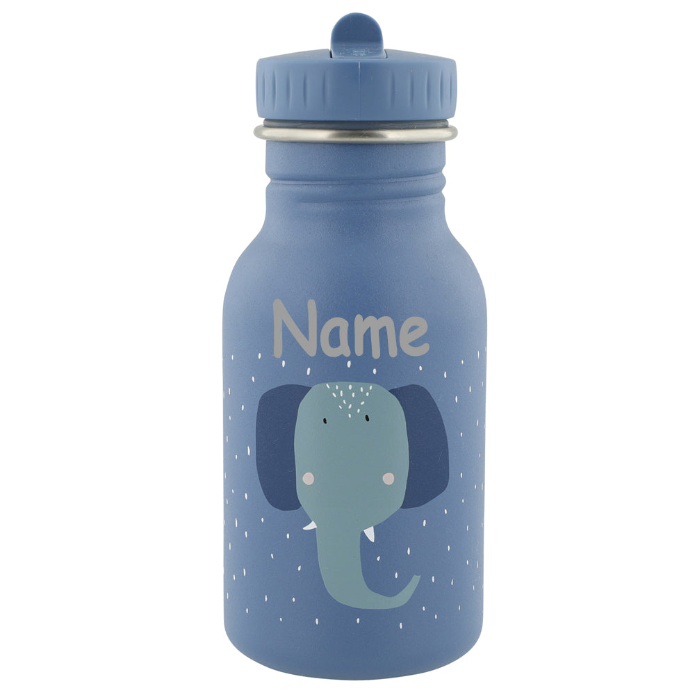 Edelstahl Trinkflasche für Kinder mit Namen graviert von Trixie ultraleicht auslaufsicher Trinkschnabel für Kinder ab 3 Jahren Elefant