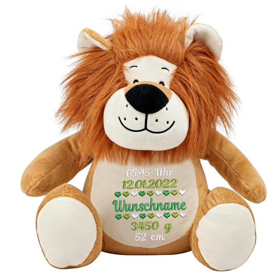 Stofftier mit Name Bestickt Kuscheltier Löwe personalisiert Geburtsdaten