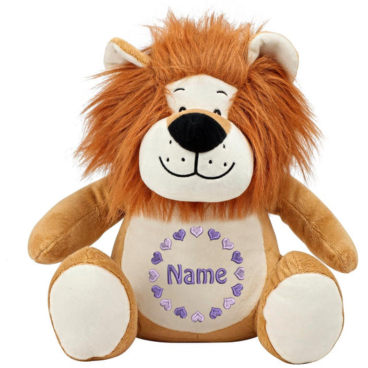Stofftier mit Name Bestickt Kuscheltier Löwe personalisiert Herzkreis