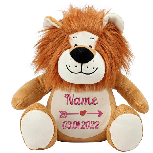 Stofftier mit Name Bestickt Kuscheltier Löwe personalisiert Name und Datum