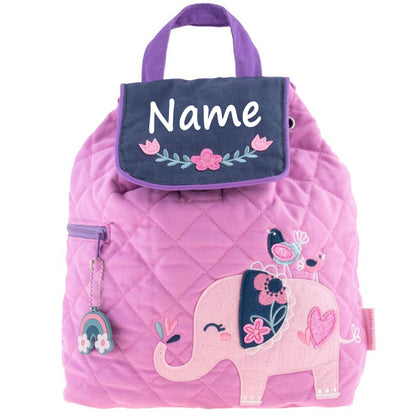 Personalisierter Rucksack für Kinder 8 Liter Kindergartenrucksack aus Baumwolle mit Namen bedruckt Motiv Elefant beere