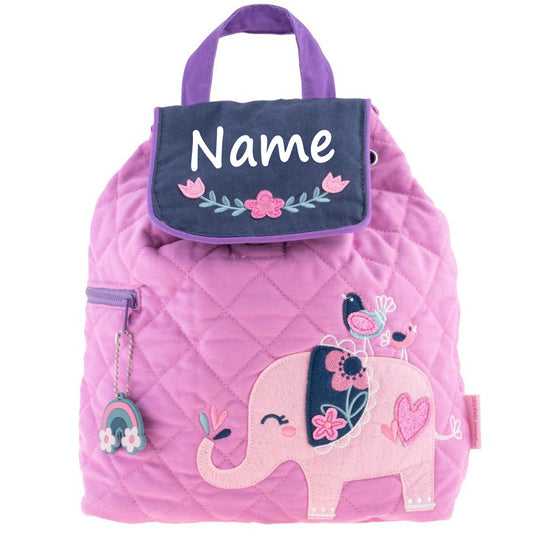 Personalisierter Rucksack für Kinder 8 Liter Kindergartenrucksack aus Baumwolle mit Namen bedruckt Motiv Elefant beere