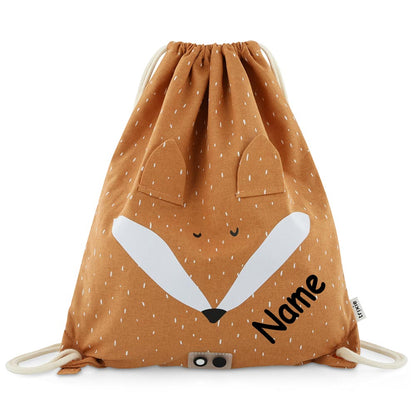 Turnbeutel mit Name personalisiert von Trixie Sportbeutel Schwimmtasche für Kinder mit Tiermotiv und Wunschnamen bedruckt Fuchs