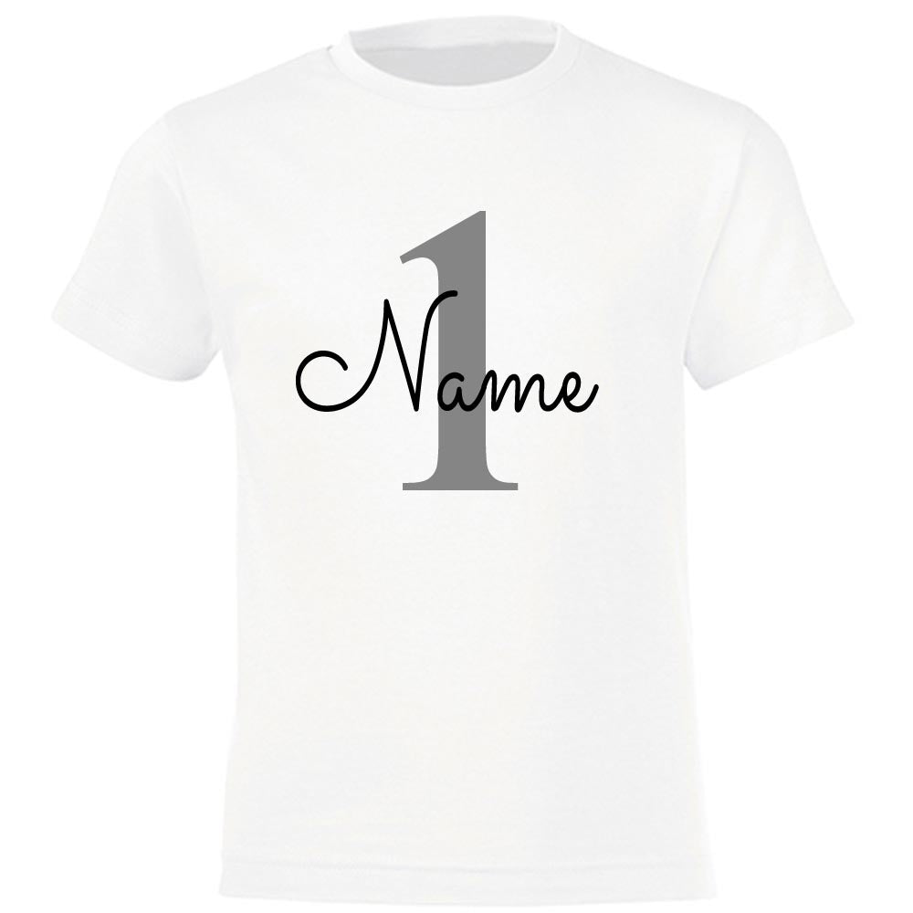 GEBURTSTAGSSHIRT für Baby und Kind mit Namen personalisiert T-Shirt aus Baumwolle Weiß