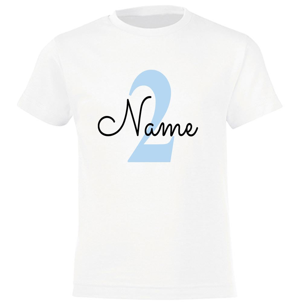 GEBURTSTAGSSHIRT für Baby und Kind mit Namen personalisiert T-Shirt aus Baumwolle Weiß