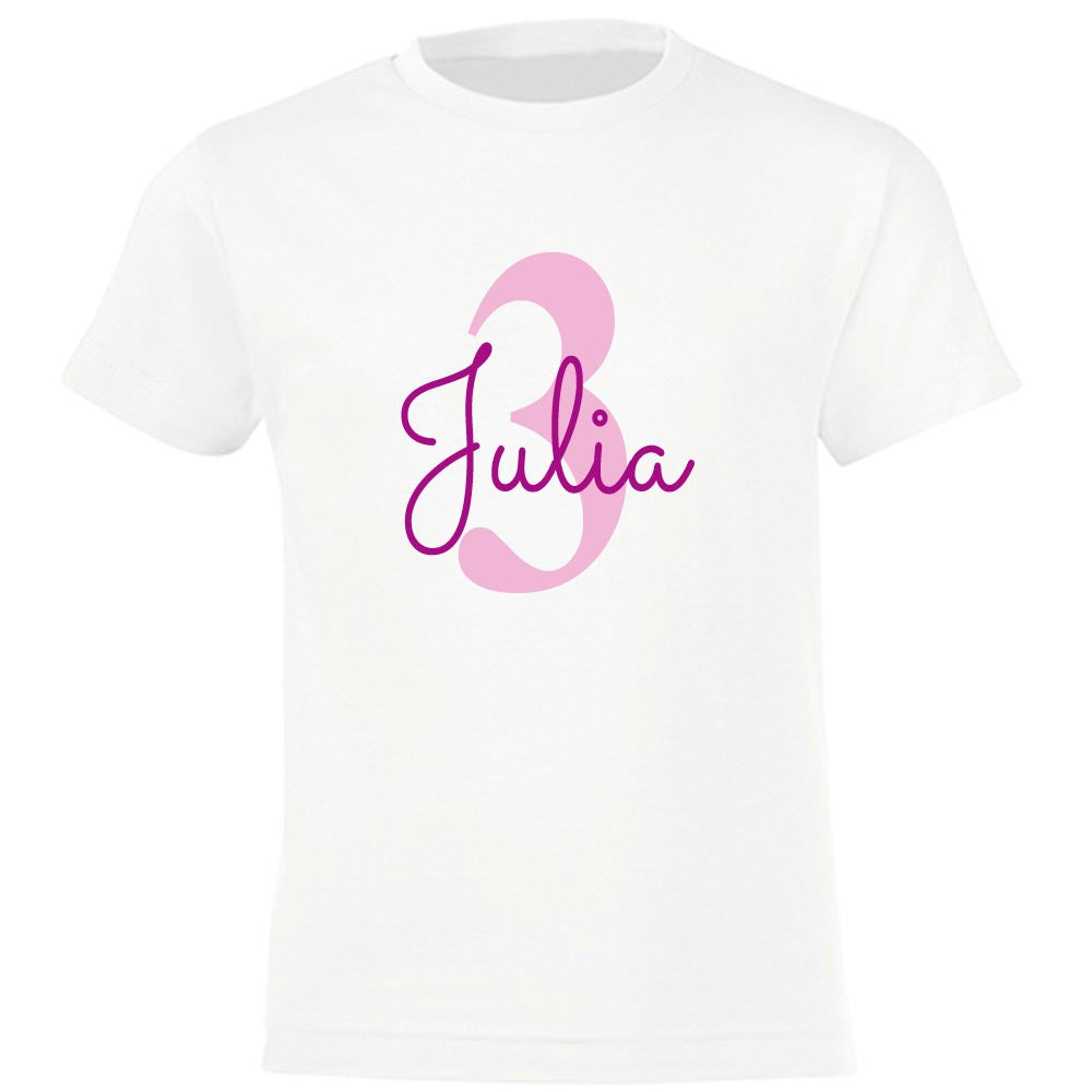 GEBURTSTAGSSHIRT für Baby und Kind mit Namen personalisiert T-Shirt aus Baumwolle Weiß