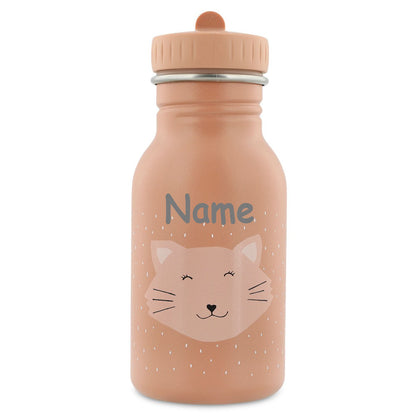 Edelstahl Trinkflasche für Kinder mit Namen graviert von Trixie ultraleicht auslaufsicher Trinkschnabel für Kinder ab 3 Jahren Katze