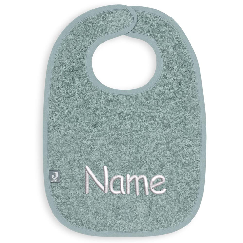 Lätzchen für Babys mit Name bestickt weicher Frottee aus 100% Baumwolle Babylätzchen 38cm lang helles grün