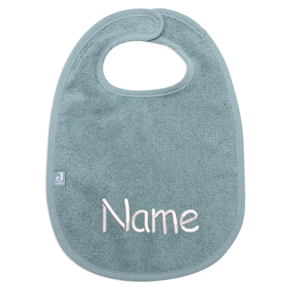 Lätzchen für Babys mit Name bestickt weicher Frottee aus 100% Baumwolle Babylätzchen 38cm lang helles petrol
