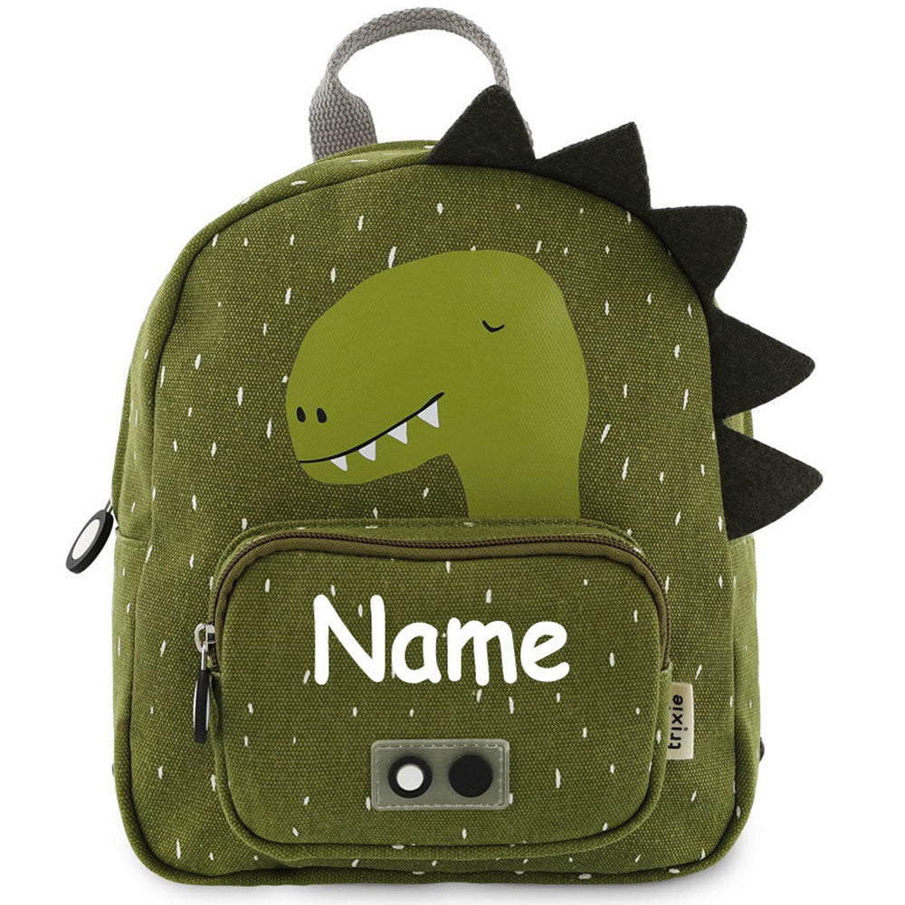 Personalisierter Kinderrucksack von Trixie mit Name für Kindergarten und Kita optional mit Trinkflasche Motiv Dinosaurier