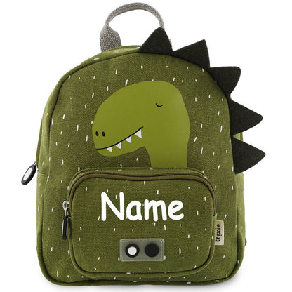 Personalisierter Kinderrucksack von Trixie mit Name für Kindergarten und Kita optional mit Trinkflasche Motiv Dinosaurier