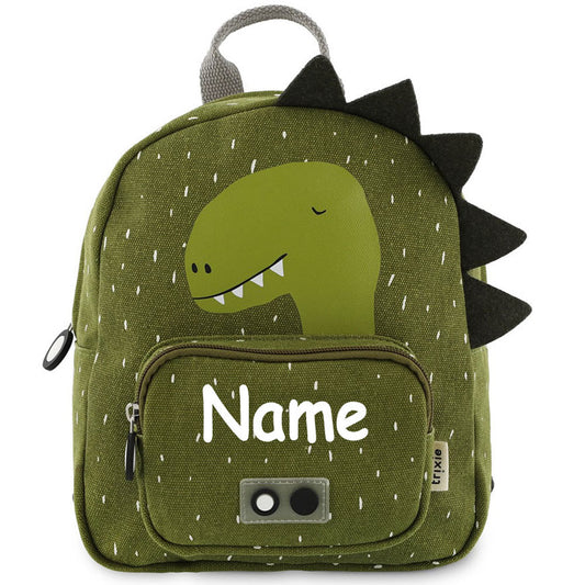 Personalisierter Kinderrucksack von Trixie mit Name für Kindergarten und Kita optional mit Trinkflasche Motiv Dinosaurier