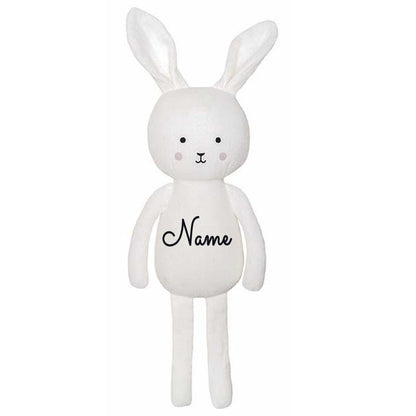 Stofftier aus Musselin mit Name personalisiert in Geschenkverpackung Hase