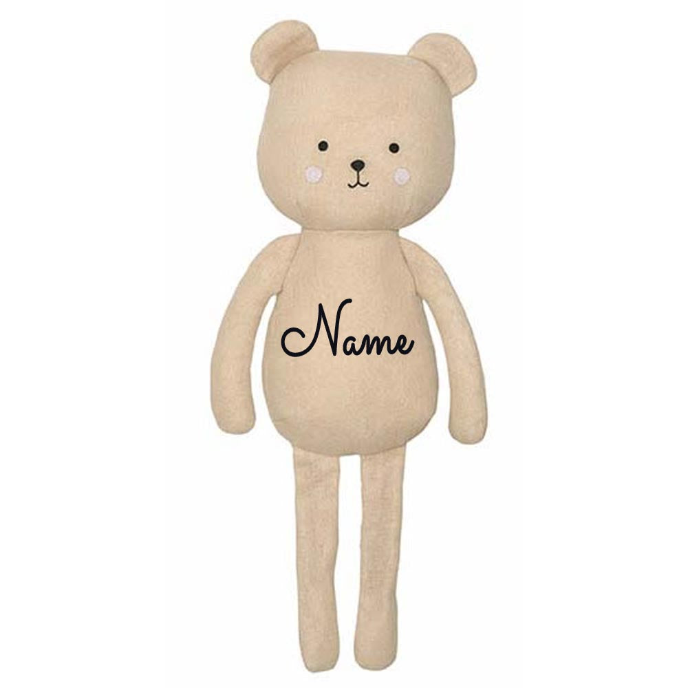 Stofftier aus Musselin mit Name personalisiert in Geschenkverpackung Teddy