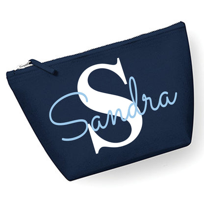 Kosmetiktasche mit Name Bedruckt personalisierte Schminktasche für Handtasche Beautybag Accessoire Tasche Navy