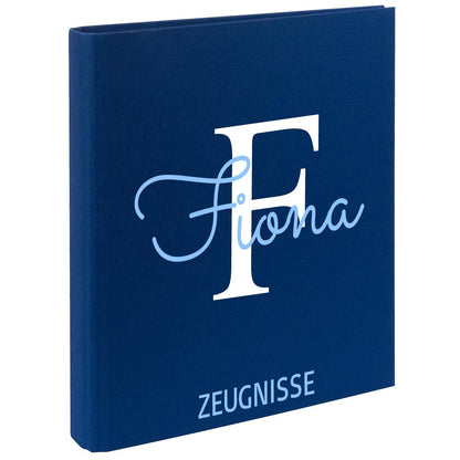 Zeugnismappe mit Namen personalisiert aus Leinen Schulkind Geschenk zur Einschulung Motiv Buchstabe