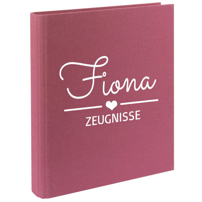 Zeugnismappe mit Namen personalisiert aus Leinen Schulkind Geschenk zur Einschulung Motiv Herz