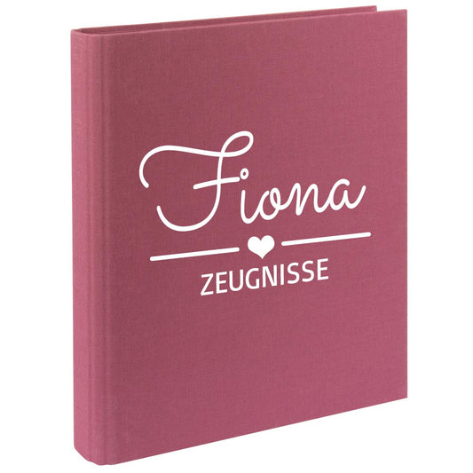 Zeugnismappe mit Namen personalisiert aus Leinen Schulkind Geschenk zur Einschulung Motiv Herz