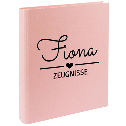 Zeugnismappe mit Namen personalisiert aus Leinen Schulkind Geschenk zur Einschulung Motiv Herz