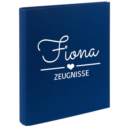 Zeugnismappe mit Namen personalisiert aus Leinen Schulkind Geschenk zur Einschulung Motiv Herz