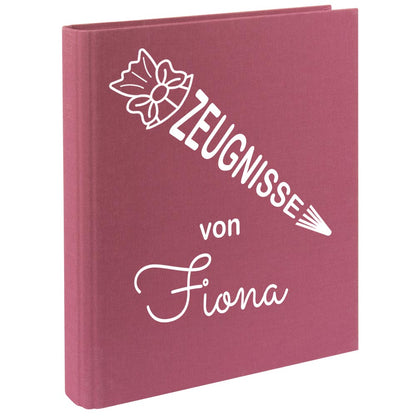 Zeugnismappe mit Namen personalisiert aus Leinen Schulkind Geschenk zur Einschulung Motiv Schultüte