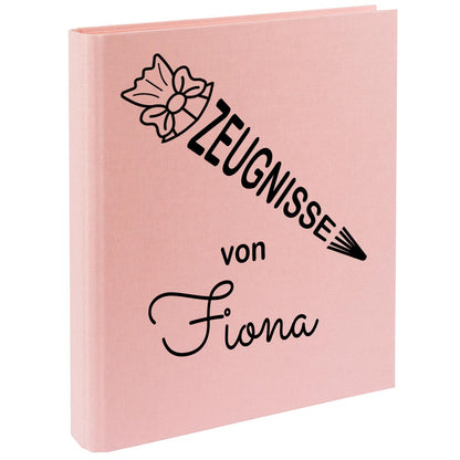 Zeugnismappe mit Namen personalisiert aus Leinen Schulkind Geschenk zur Einschulung Motiv Schultüte