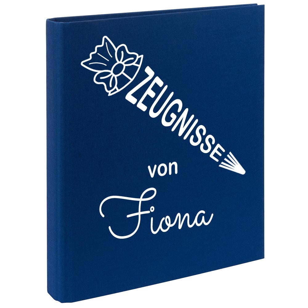 Zeugnismappe mit Namen personalisiert aus Leinen Schulkind Geschenk zur Einschulung Motiv Schultüte
