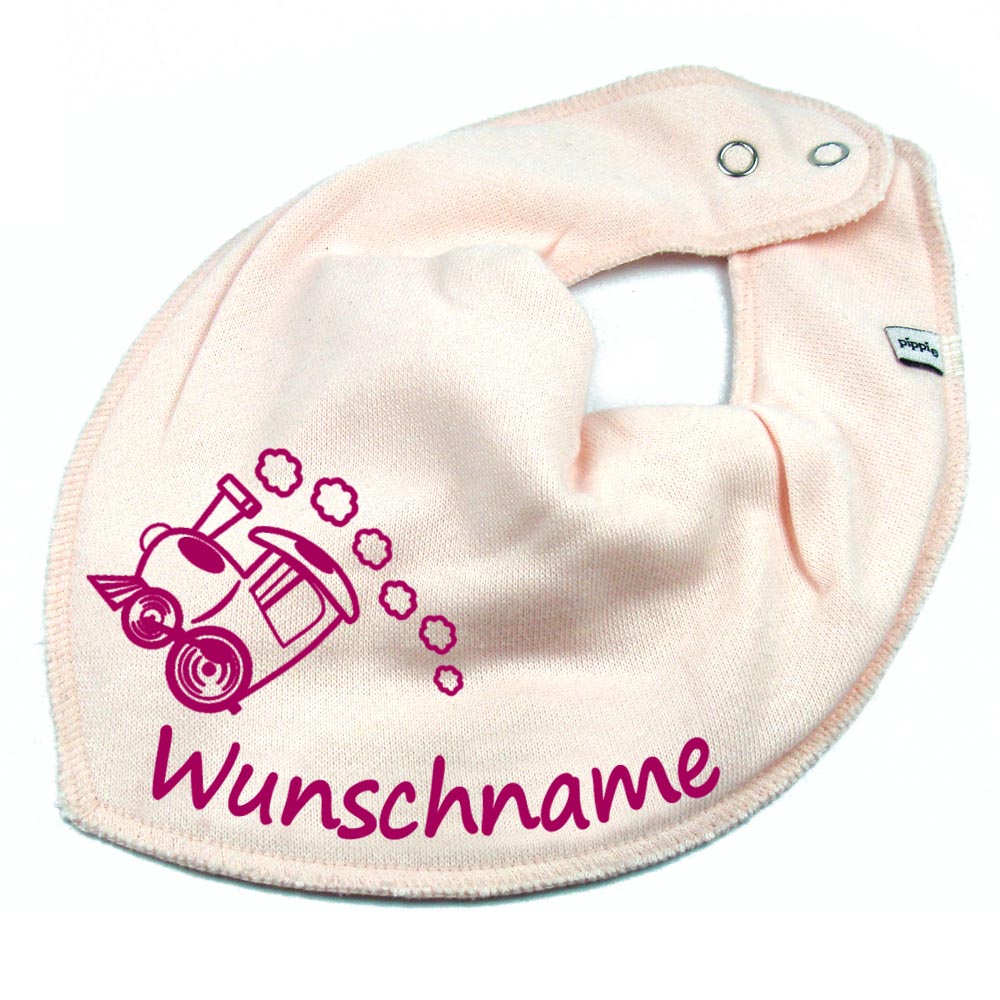 HALSTUCH Zug mit Name oder Text personalisiert für Baby oder Kind aus Baumwolle in Einheitsgröße verschiedene Farben